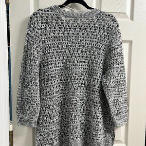 NWT Croft & Barrow Women’s 1X Black White Open Knit 3/4 Sleeve Sweater
